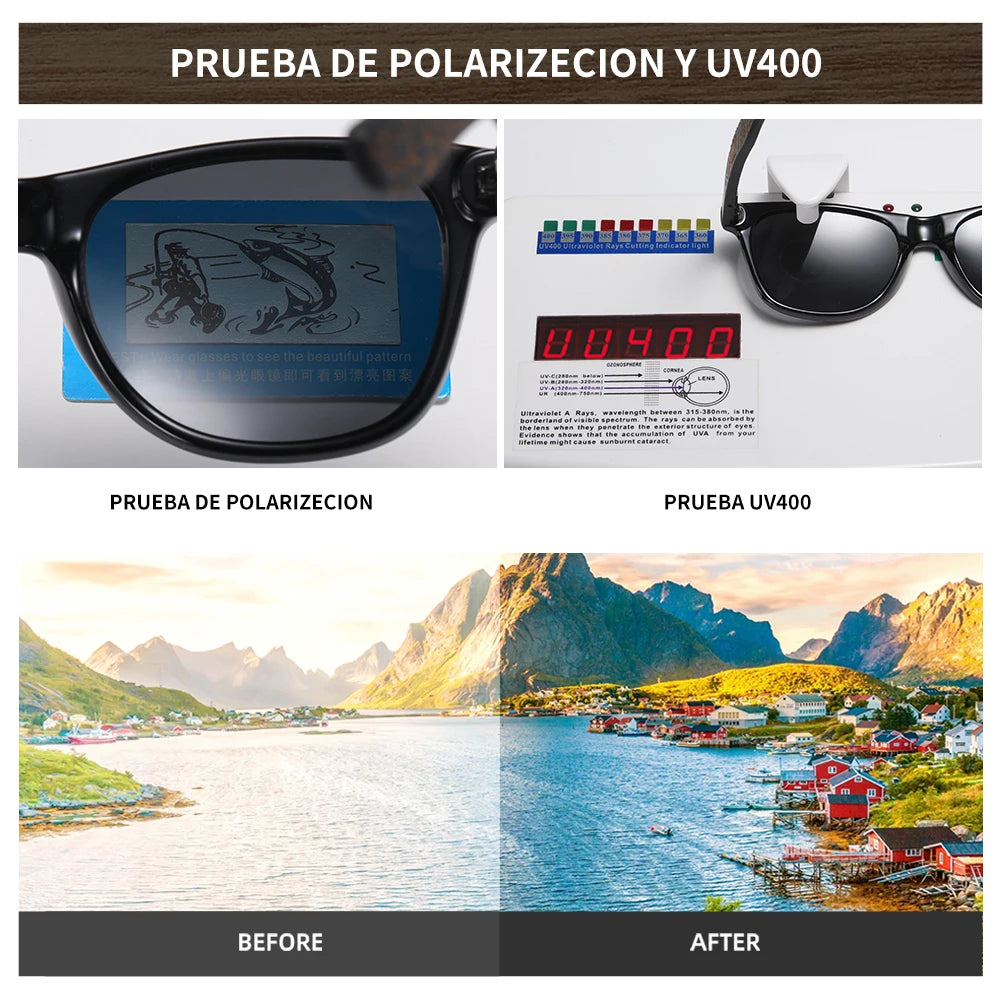 Men’s Polarized Wooden Bamboo Sunglasses – UV400 Protection Premium Style