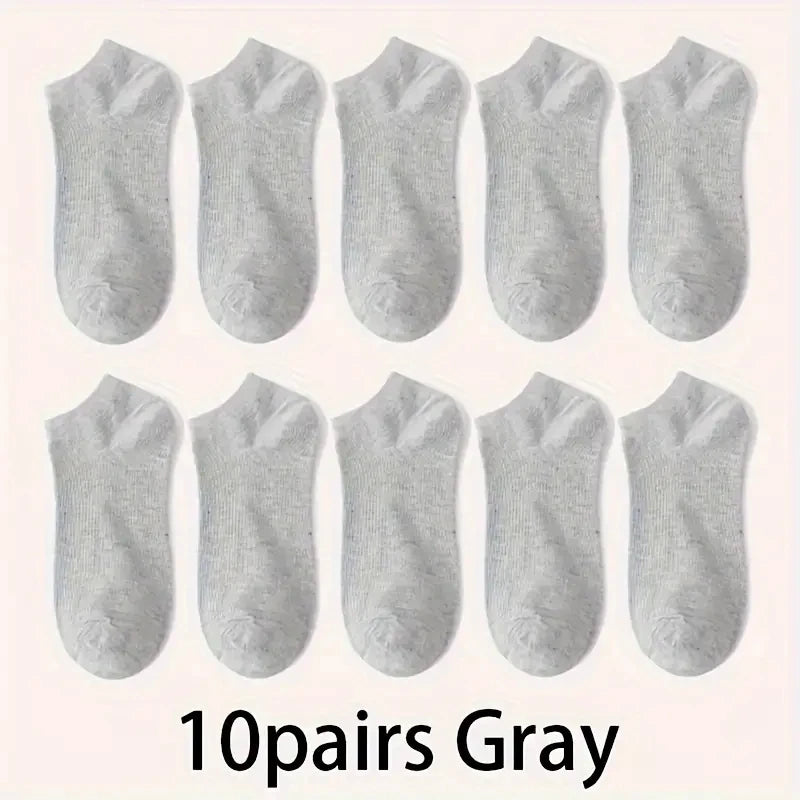 5 or 10-Pack Unisex No-Show Ankle Socks