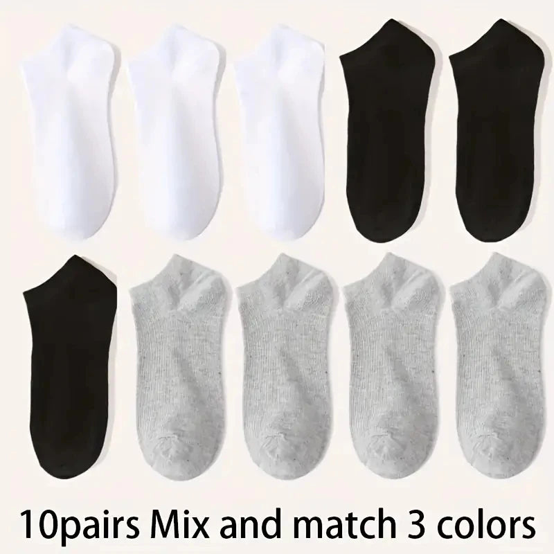 5 or 10-Pack Unisex No-Show Ankle Socks
