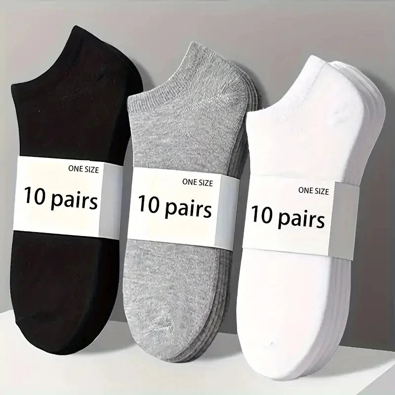 5 or 10-Pack Unisex No-Show Ankle Socks